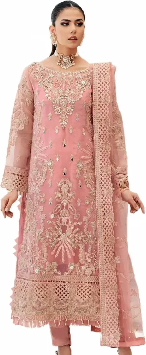Indian Pakistani Salwar Kameez Pant Suit Embroidery Dresses for Eid Ramadan Festive Party - Kurta, Pant and Dupatta