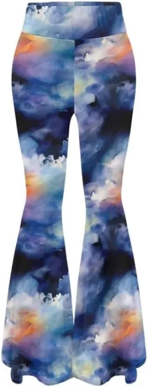 Irisjudy Women Solid Color Gradients Flared Leggings Pants for Work, Floral High Waisted Bootcut Yoga Pants High Waisted