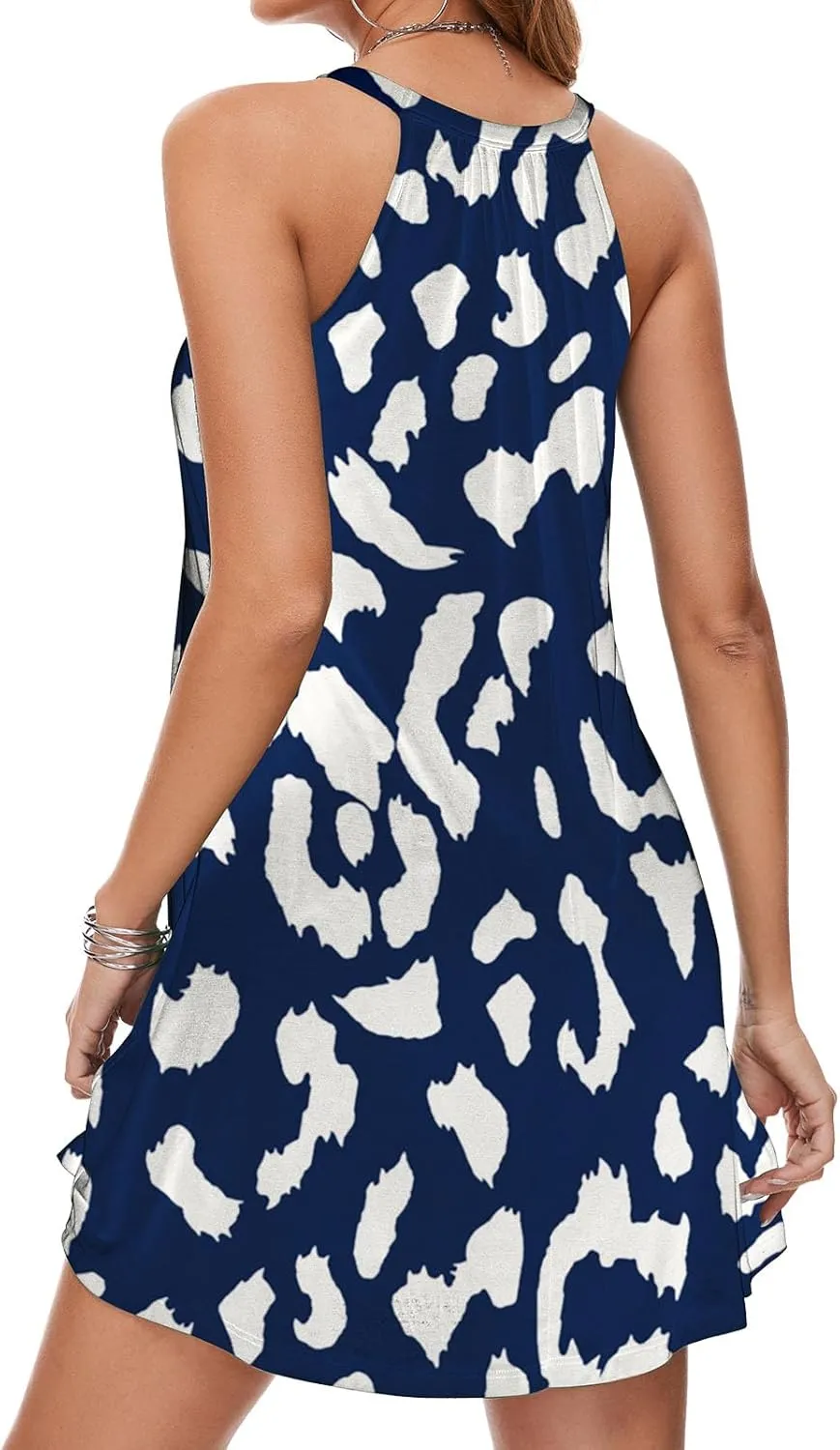 JOYSHAPER Built in Bra Summer Dress Casual Beach Sundress Flowy Halter Dress
