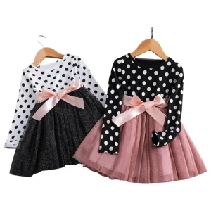 Kids Princess Dress Polka Dots | Long Sleeve Dress Tulle Girls - Dot Long Sleeve