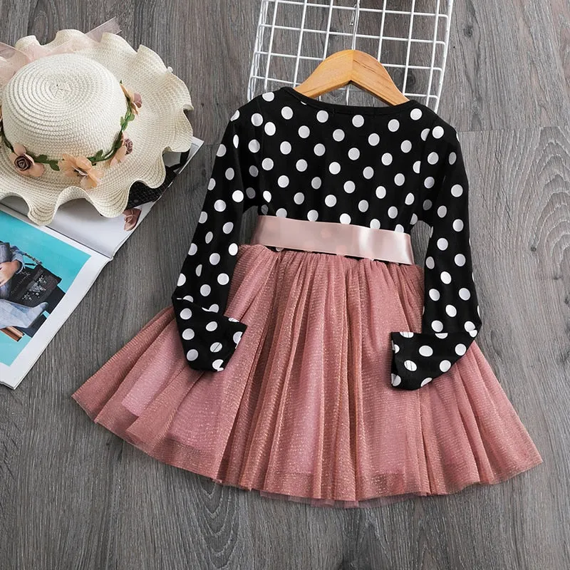 Kids Princess Dress Polka Dots | Long Sleeve Dress Tulle Girls - Dot Long Sleeve