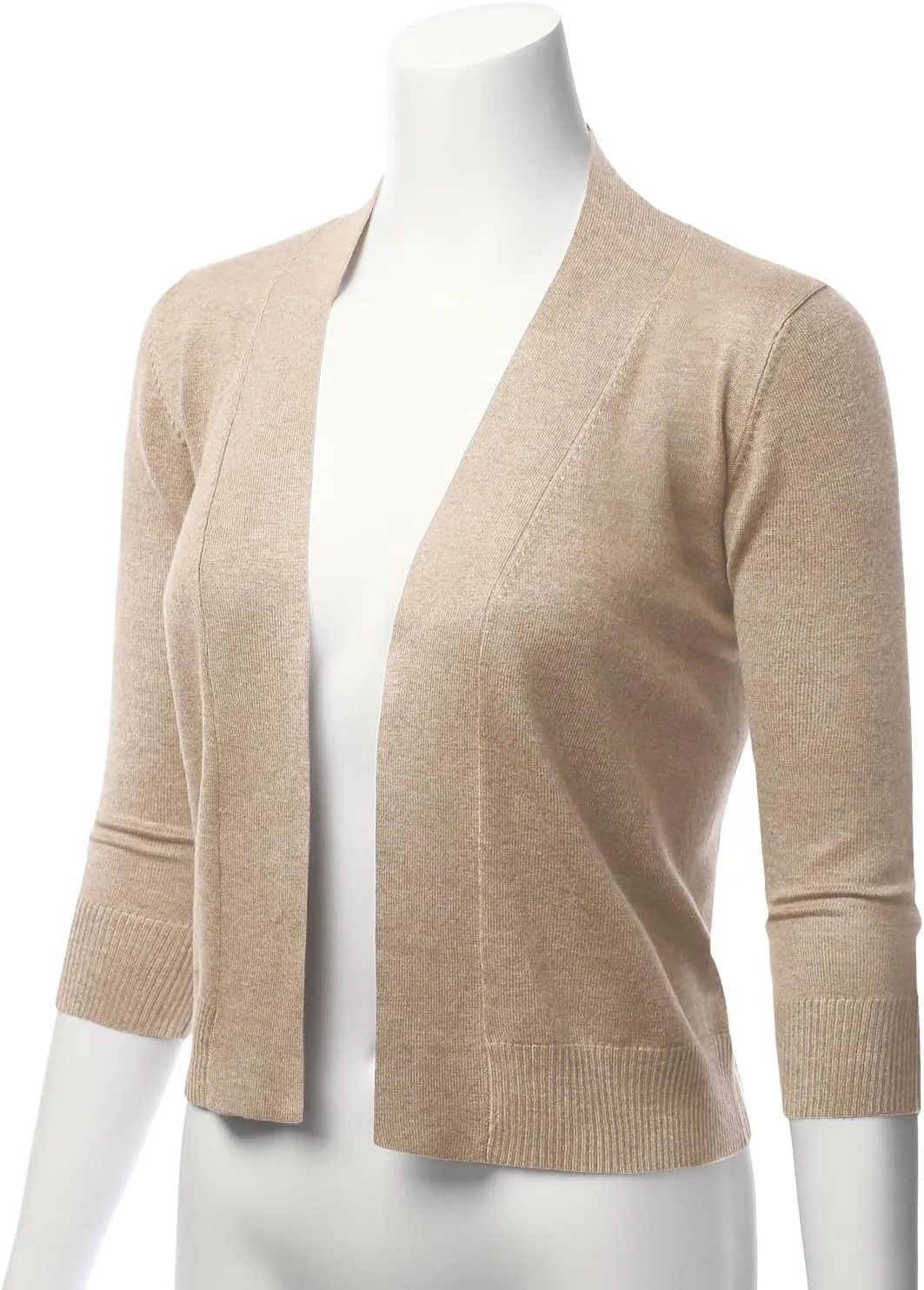 LALABEE Women's Classic 3/4 Sleeve Open Front Cropped Bolero Cardigan Shrugs for Dresses (S~XXL)
