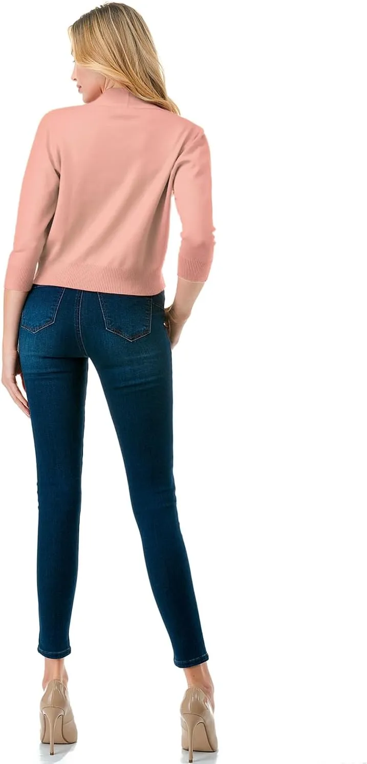 LALABEE Women's Classic 3/4 Sleeve Open Front Cropped Bolero Cardigan Shrugs for Dresses (S~XXL)