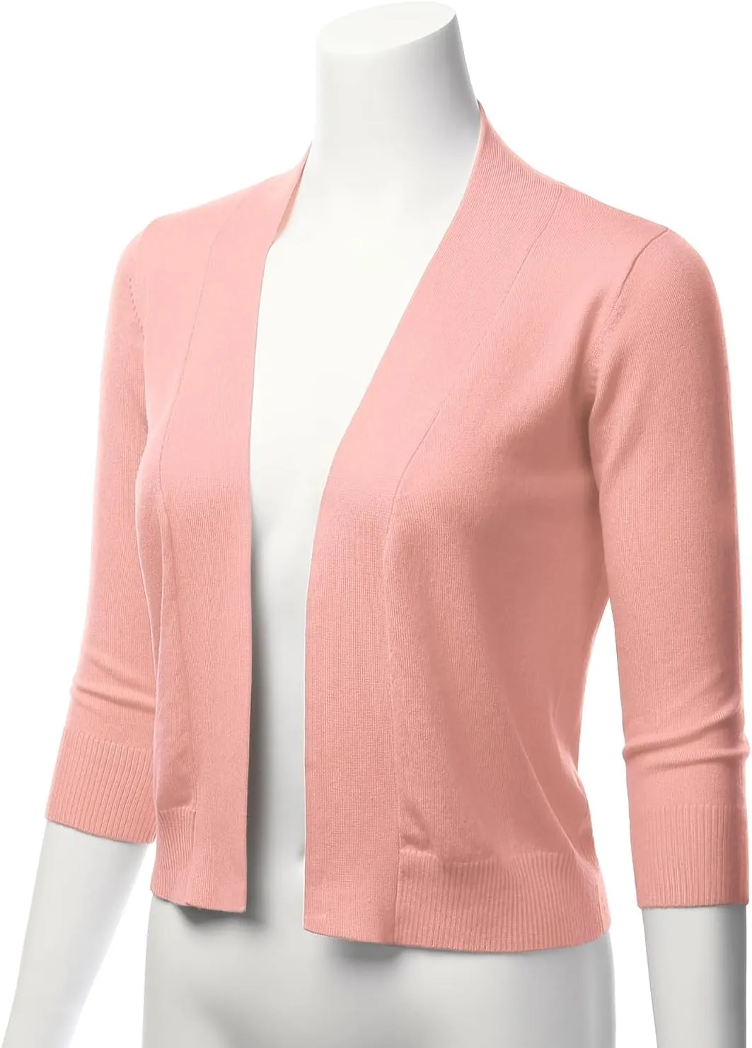 LALABEE Women's Classic 3/4 Sleeve Open Front Cropped Bolero Cardigan Shrugs for Dresses (S~XXL)