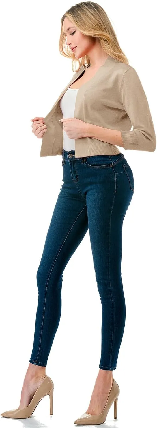 LALABEE Women's Classic 3/4 Sleeve Open Front Cropped Bolero Cardigan Shrugs for Dresses (S~XXL)
