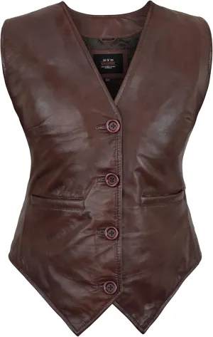 Leather Vest Women Button-Up Waistcoat Real Leather Sleeveless Biker Vest Business Classic
