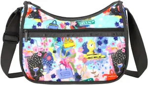 LeSportsac Painterly Spring Classic Hobo Crossbody Bag   Cosmetic Bag, Style 7520/Color G933, Celebrating LeSportsacs 1974 Iconic Debut in NYC, Abstract Colorful Whimsical Graphics, Limited Edition