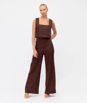LINEN CHOCOLATE PANT