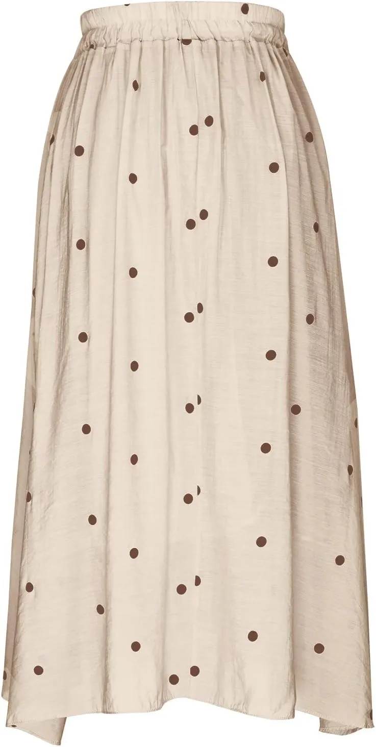 Linen Skirts for Women Printed Summer Skirts A Line Flowy Skirts Casual Pleated Skirts Elastic Waist Vacation Skirts