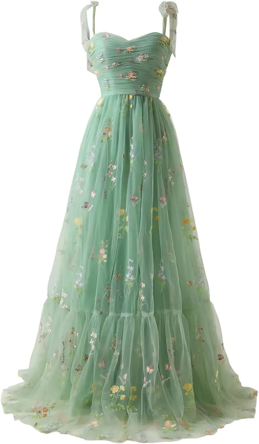 Long Flower Tulle Prom Dresses 2024 Spaghetti Straps Ball Gowns for Women WD204