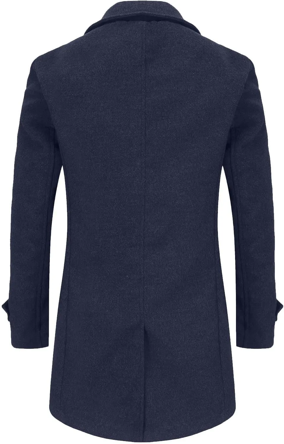 Mens Trench Coat Classic Notched Collar Overcoat Warm Double Breasted Peacoat Elegant Long Jacket Peacoat