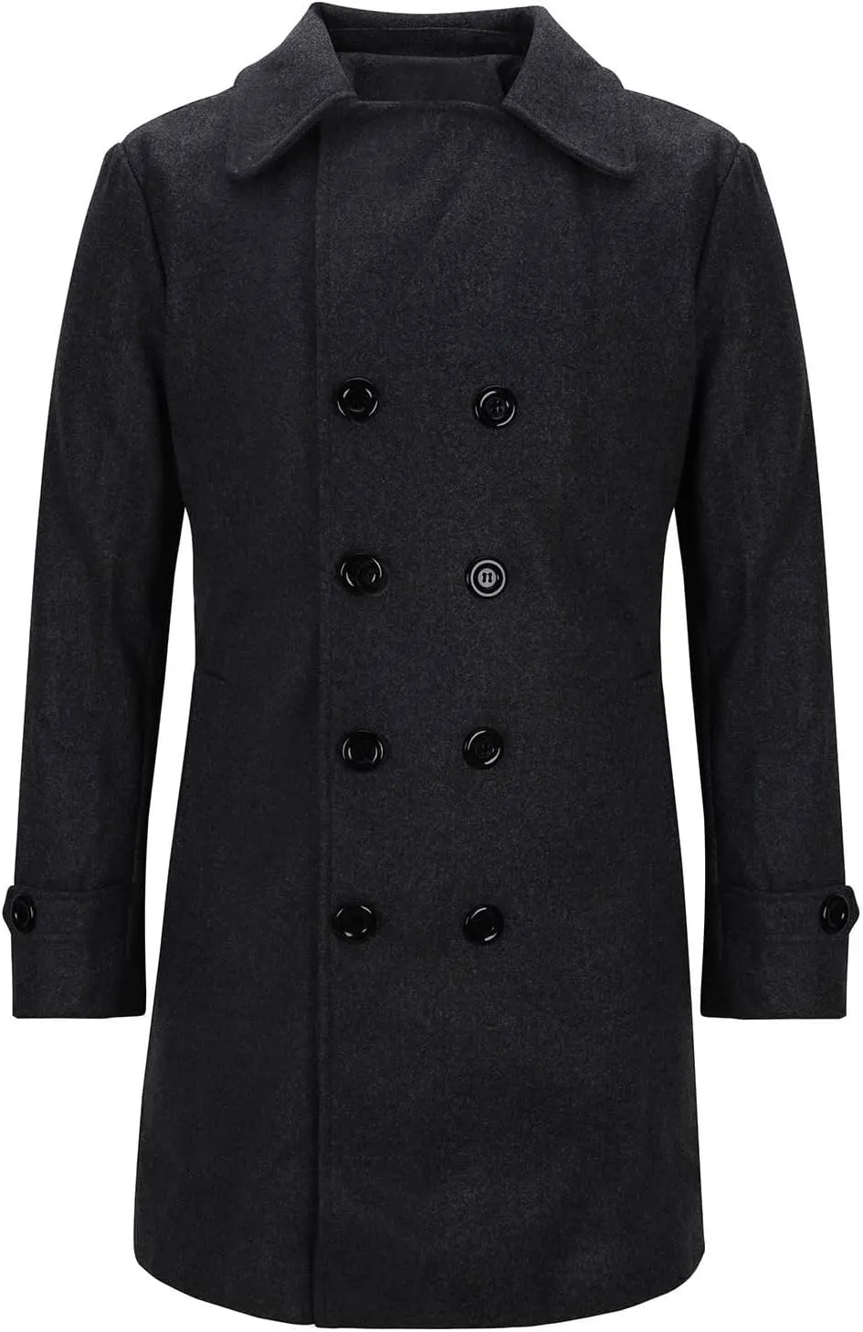 Men's Trench Coat Classic Notched Lapel Peacoat Warm Double Breasted Overcoat Elegant Long Jacket Overcoat