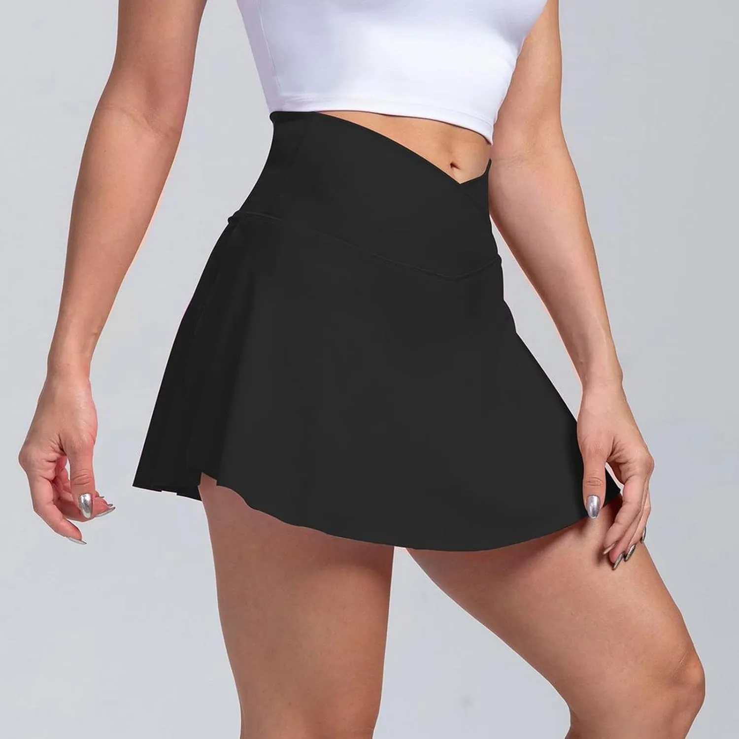 midelxp Golf Skorts for Women Cute Crossover Waisted Tennis Skorts with Pockets Summer Athletic Skorts with Shorts Underneath
