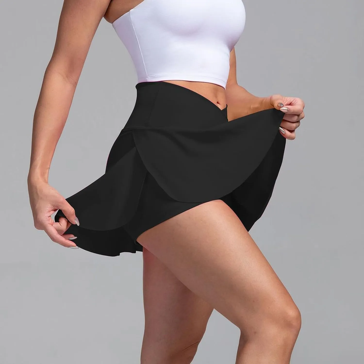 midelxp Golf Skorts for Women Cute Crossover Waisted Tennis Skorts with Pockets Summer Athletic Skorts with Shorts Underneath