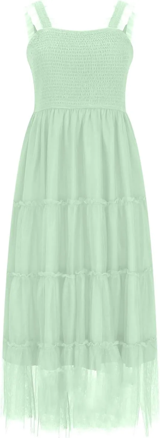 Midi Dresses for Women 2025 Casual Loose Sleeveless Sundresses Summer Solid Vacation Party Long Dress Maxi Length