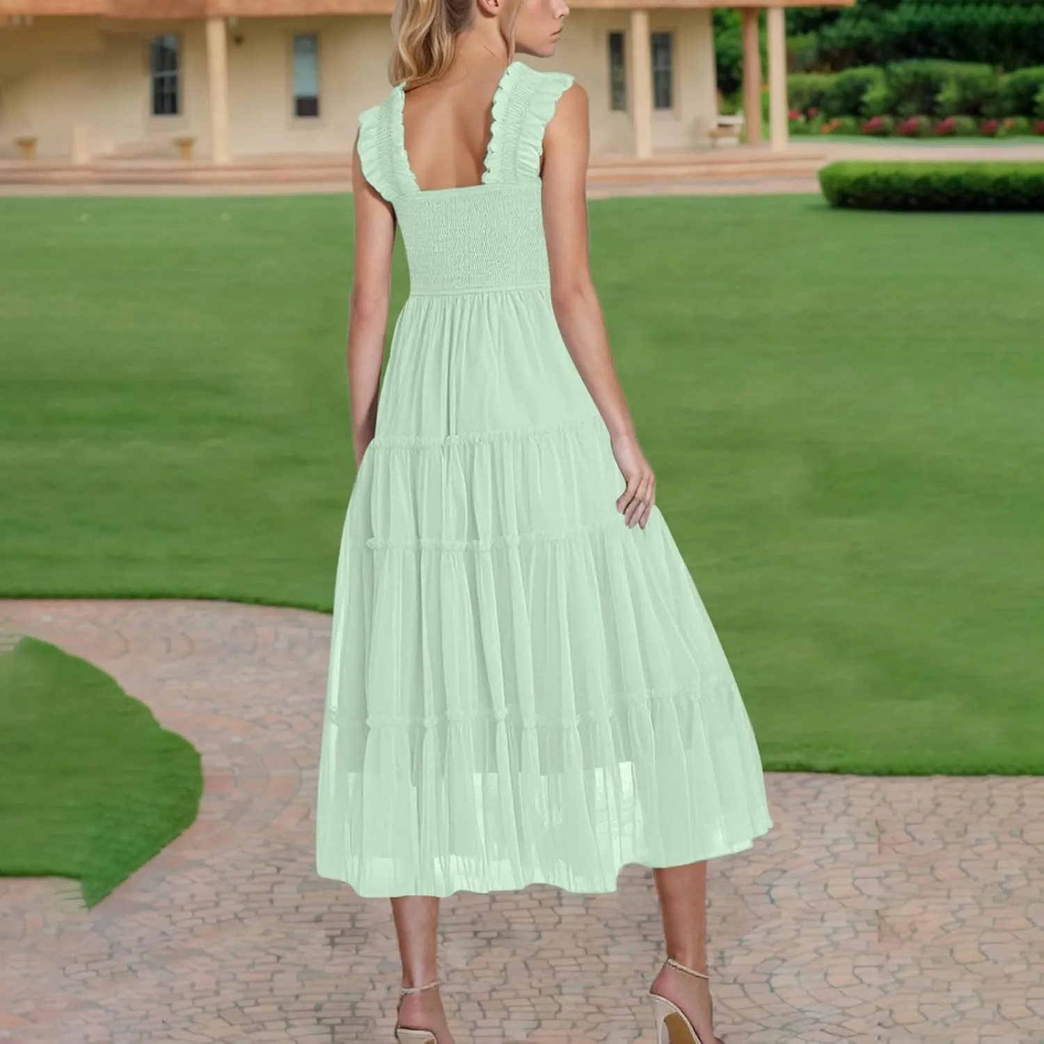 Midi Dresses for Women 2025 Casual Loose Sleeveless Sundresses Summer Solid Vacation Party Long Dress Maxi Length