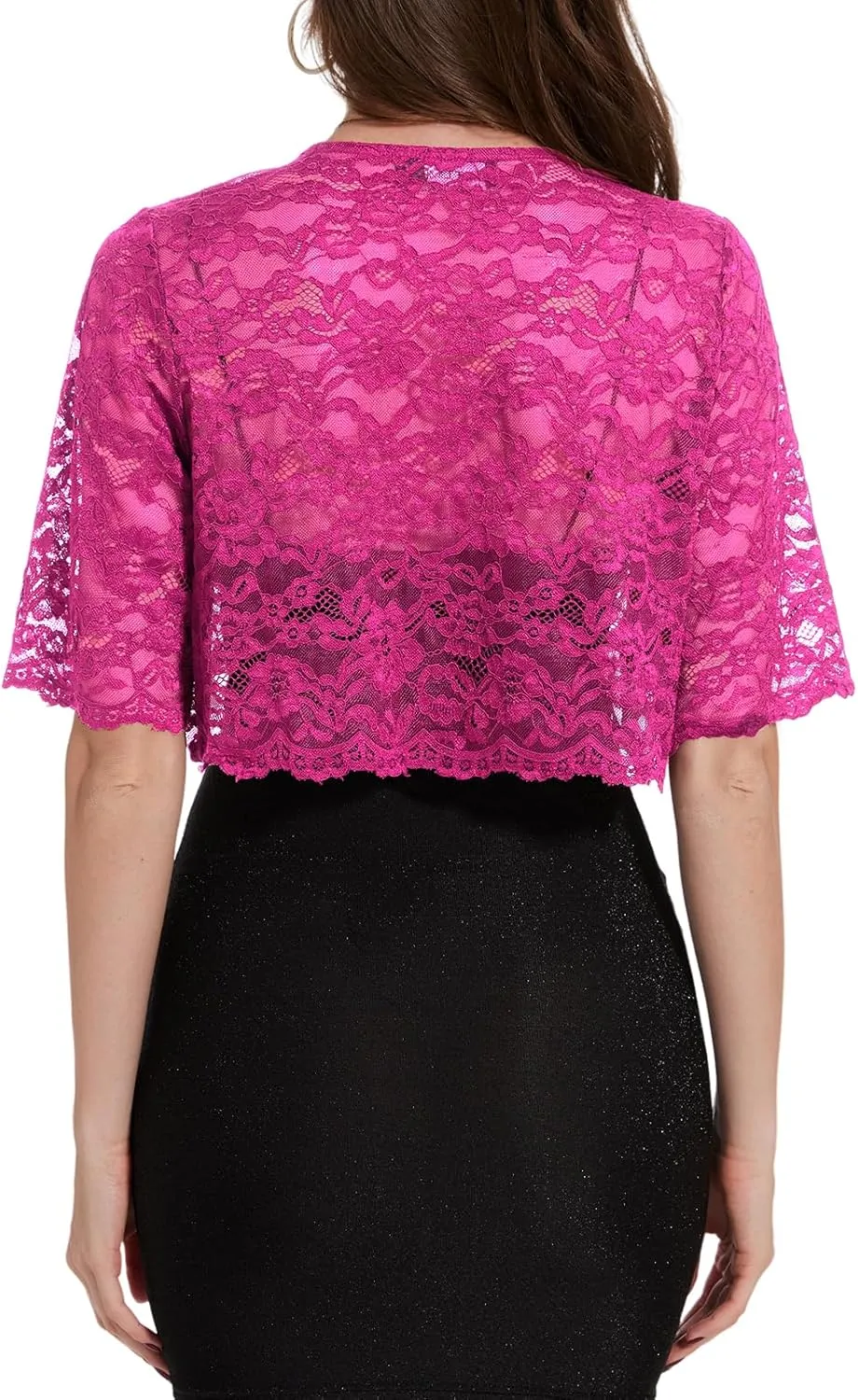 MINTLIMIT Womens Floral Lace Bolero Half Sleeve Shrug Open Front Elegant Cropped Cardigan Shrugs for Evening Party Dresses