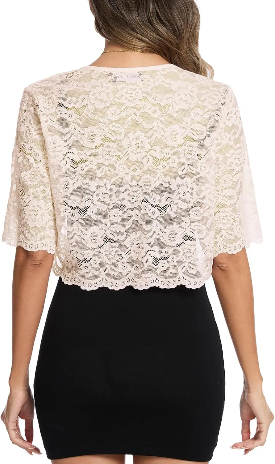 MINTLIMIT Womens Floral Lace Bolero Half Sleeve Shrug Open Front Elegant Cropped Cardigan Shrugs for Evening Party Dresses