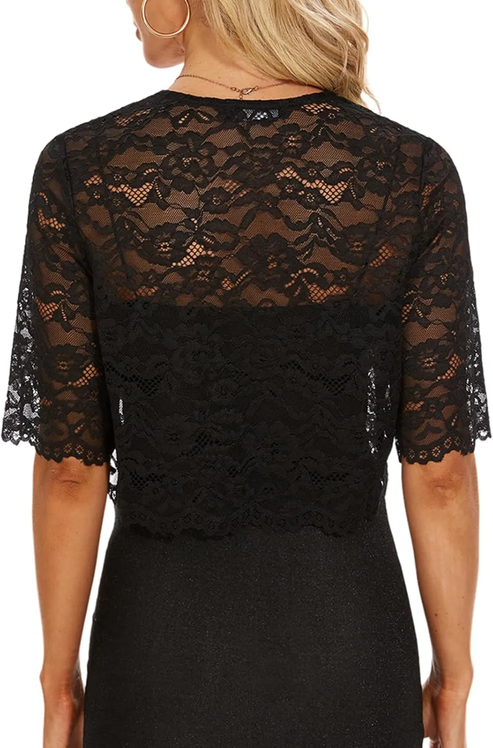 MINTLIMIT Womens Floral Lace Bolero Half Sleeve Shrug Open Front Elegant Cropped Cardigan Shrugs for Evening Party Dresses