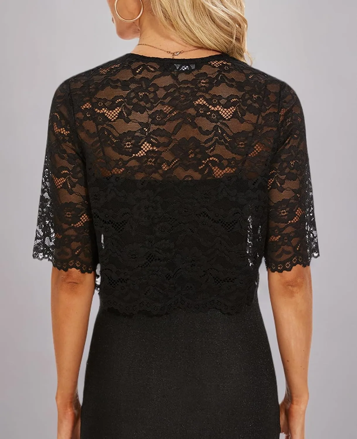 MINTLIMIT Womens Floral Lace Bolero Half Sleeve Shrug Open Front Elegant Cropped Cardigan Shrugs for Evening Party Dresses