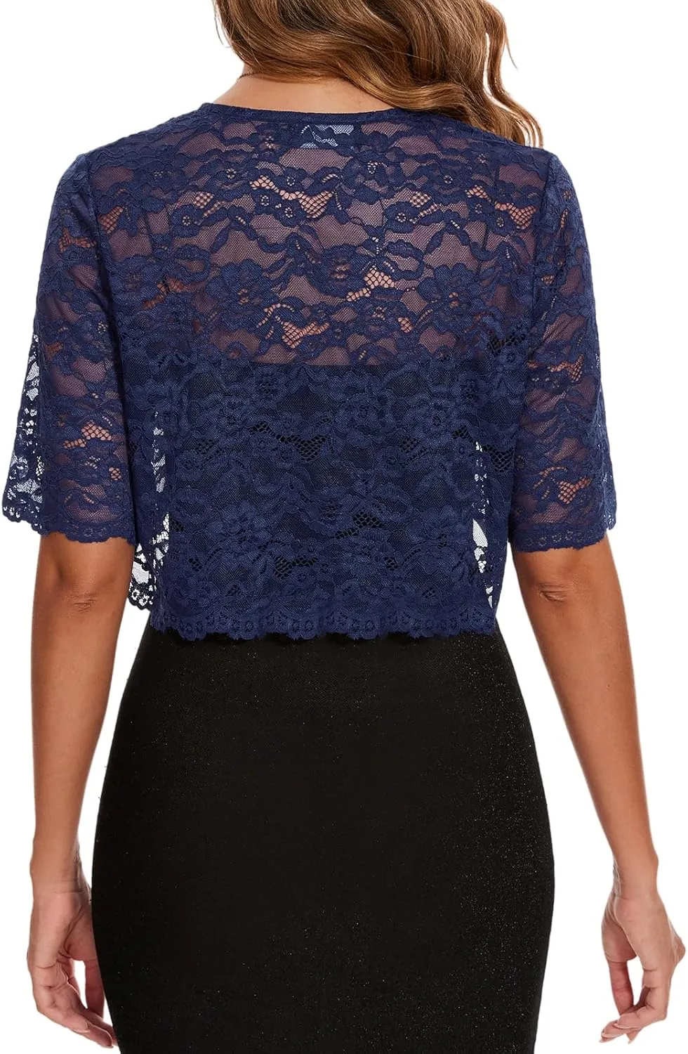 MINTLIMIT Womens Floral Lace Bolero Half Sleeve Shrug Open Front Elegant Cropped Cardigan Shrugs for Evening Party Dresses