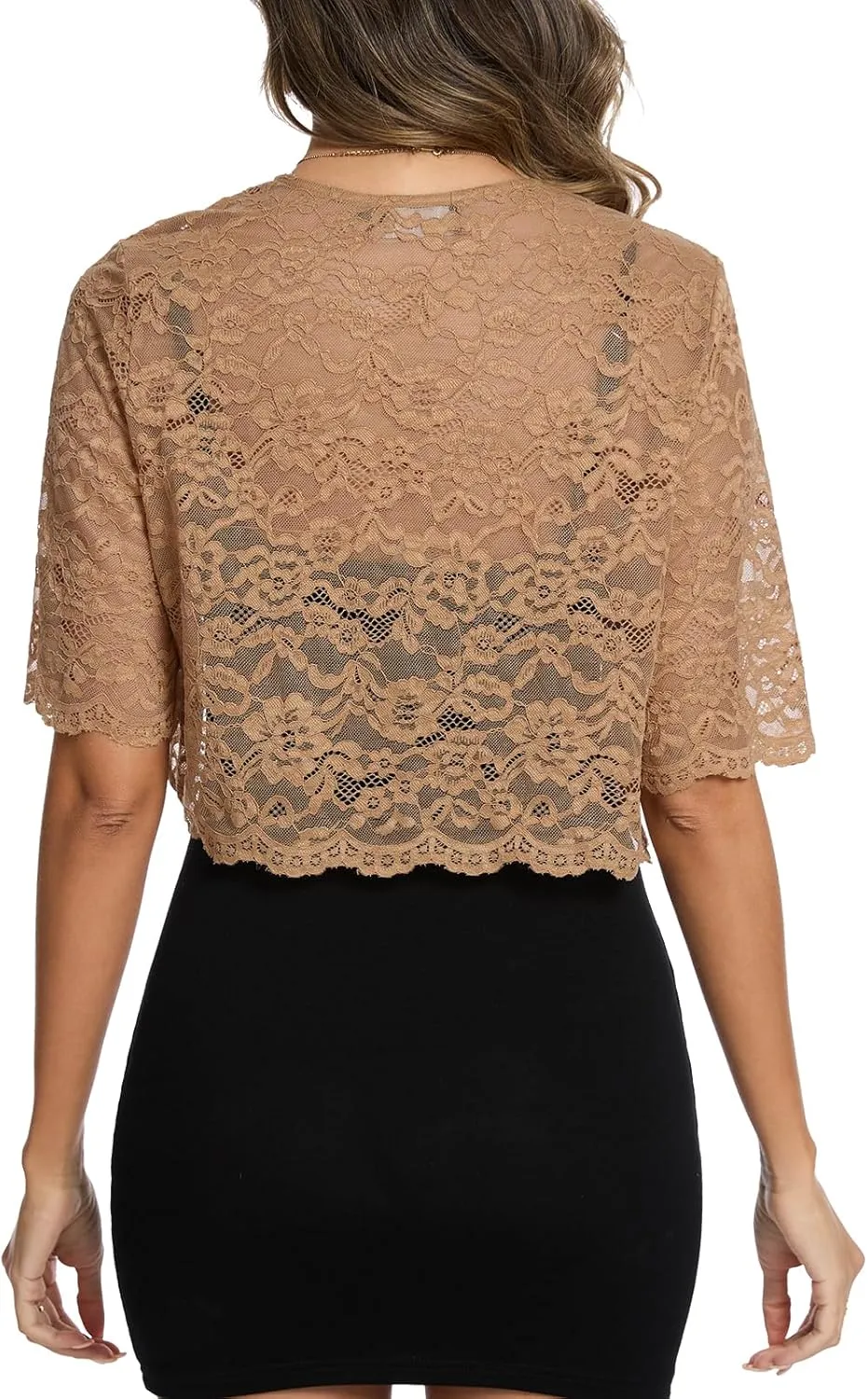MINTLIMIT Womens Floral Lace Bolero Half Sleeve Shrug Open Front Elegant Cropped Cardigan Shrugs for Evening Party Dresses