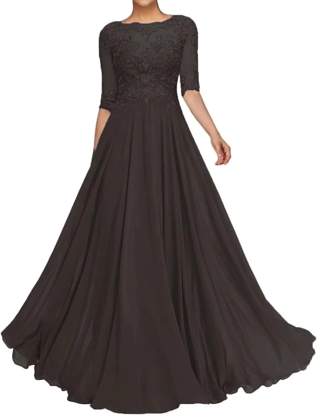 Mother of The Bride Dresses for Women - Lace Long A-Line Mother of The Groom Dresses for Wedding Half Sleeve
