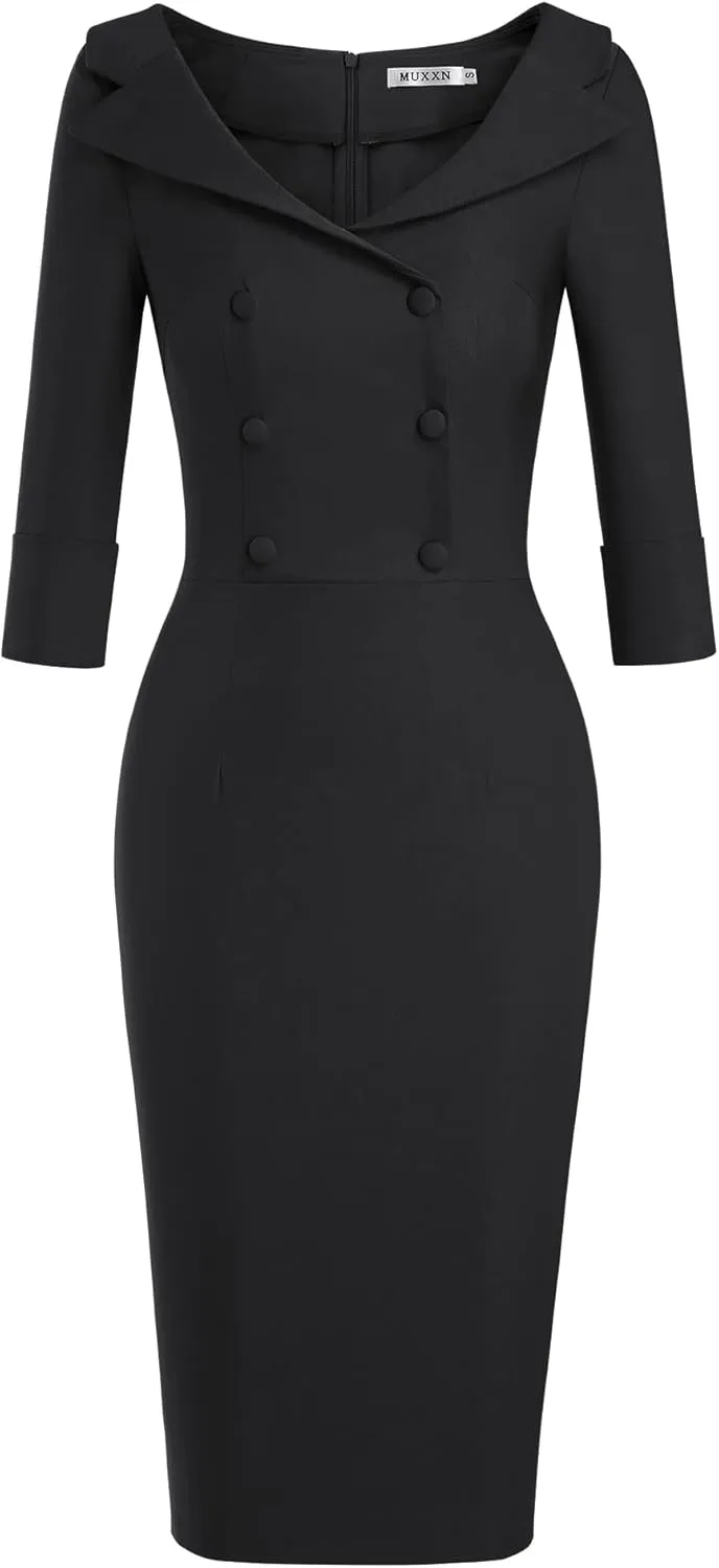 MUXXN Women's Classic Vintage Sweetheart Neckline Cocktail Prom Tea Dress