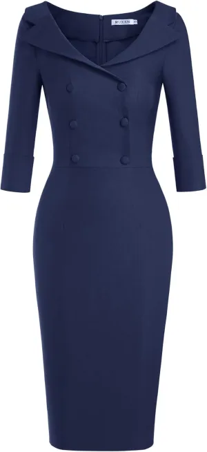 MUXXN Women's Classic Vintage Sweetheart Neckline Cocktail Prom Tea Dress
