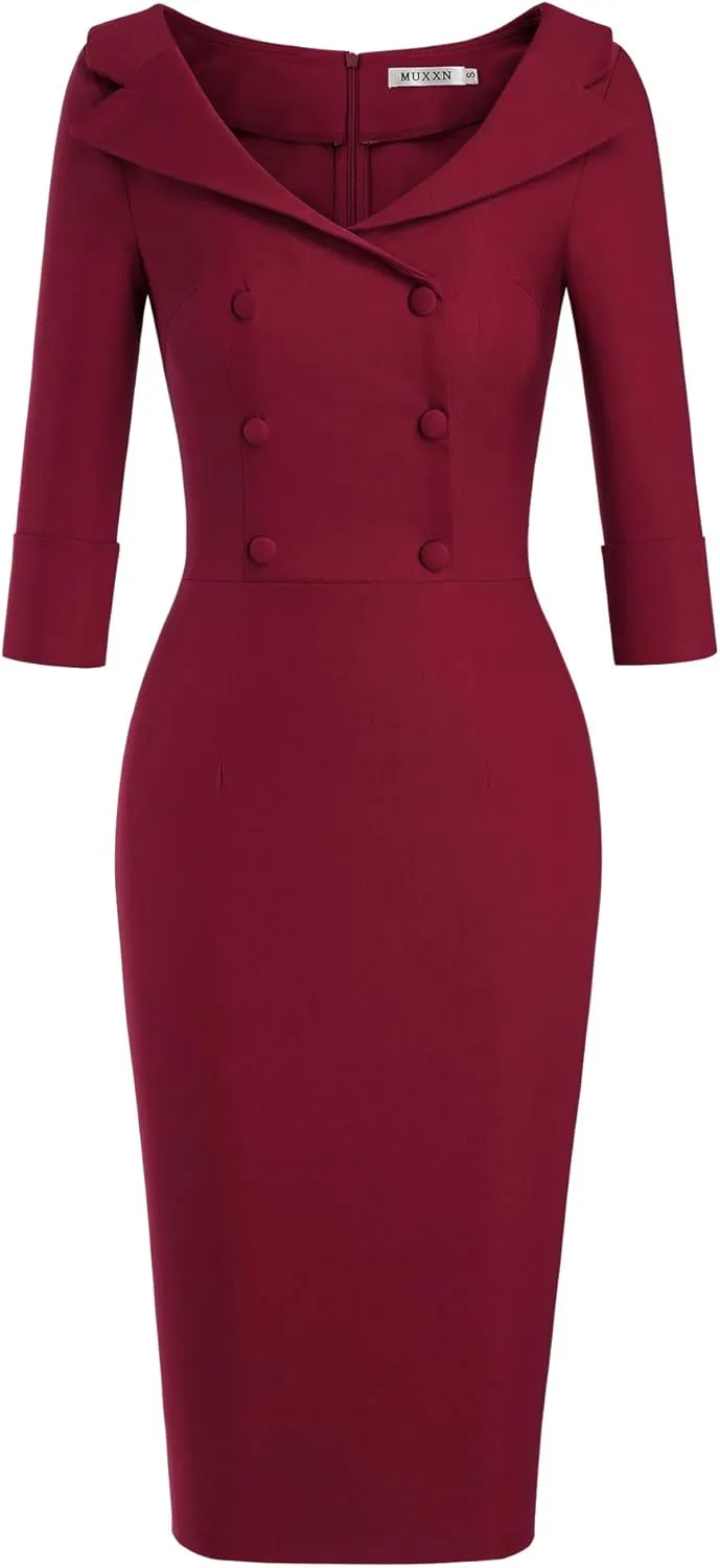 MUXXN Women's Classic Vintage Sweetheart Neckline Cocktail Prom Tea Dress