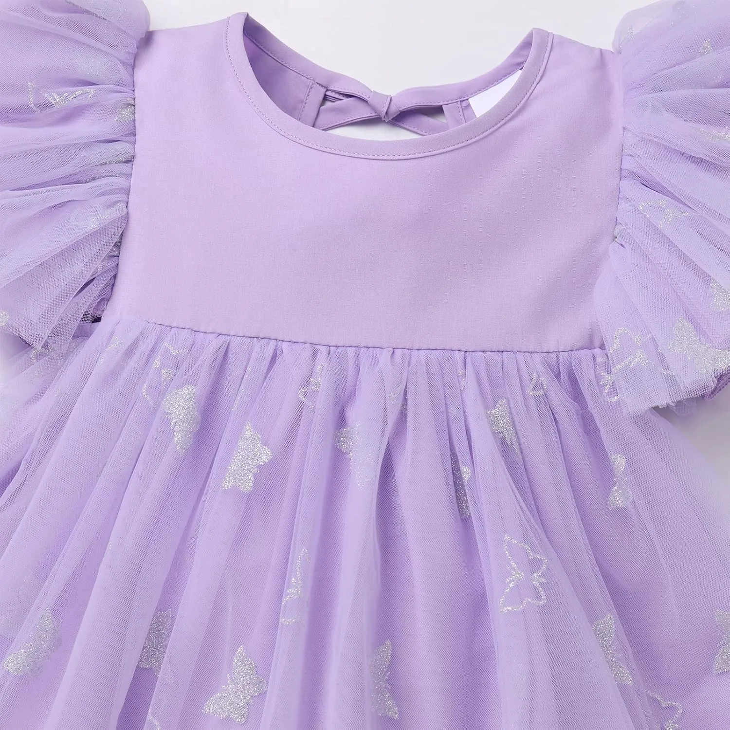 OBEEII Baby Girls Tutu Dress Flutter Sleeve Strawberry Rainbow Tulle Birthday Party Dress Boho Flower Girl Summer Sundress