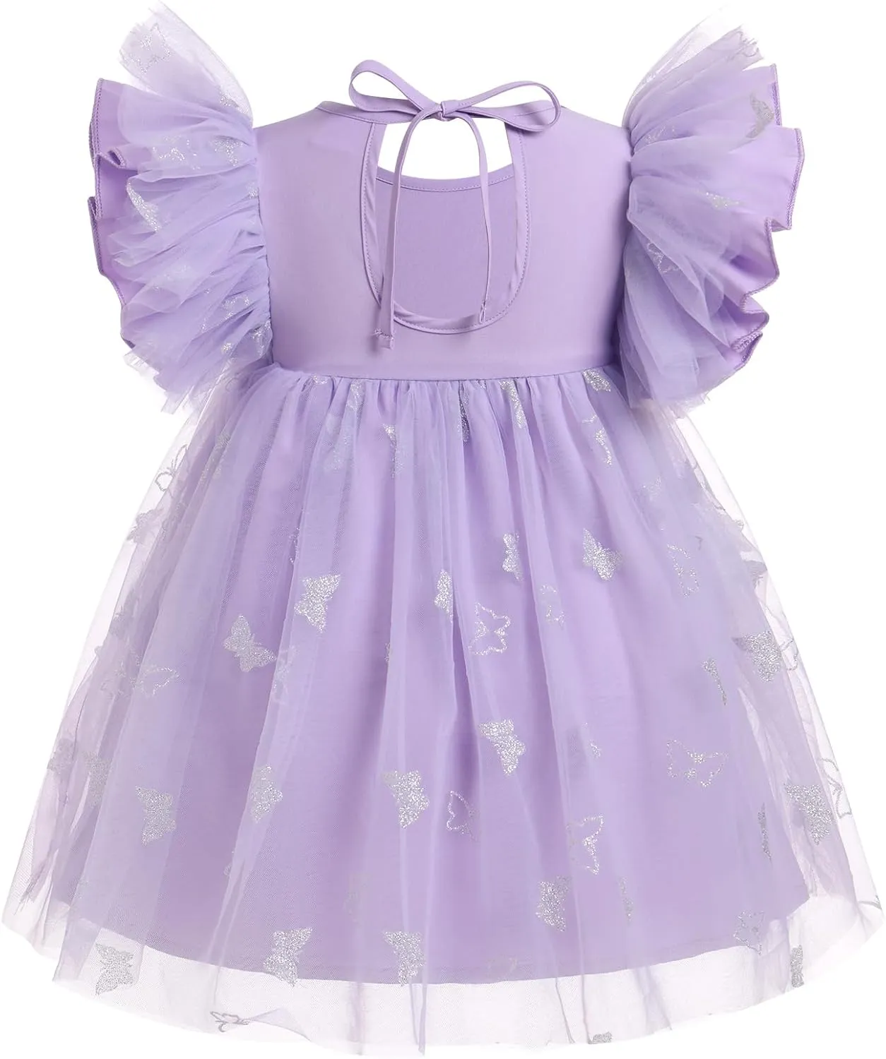 OBEEII Baby Girls Tutu Dress Flutter Sleeve Strawberry Rainbow Tulle Birthday Party Dress Boho Flower Girl Summer Sundress