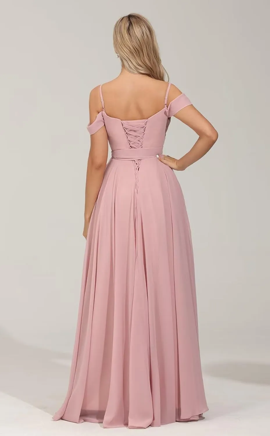 Off Shoulder Bridesmaid Dresses 2025 New Chiffon Pleated Wedding Guest Dresses Formal Evening Dress for Women,R49