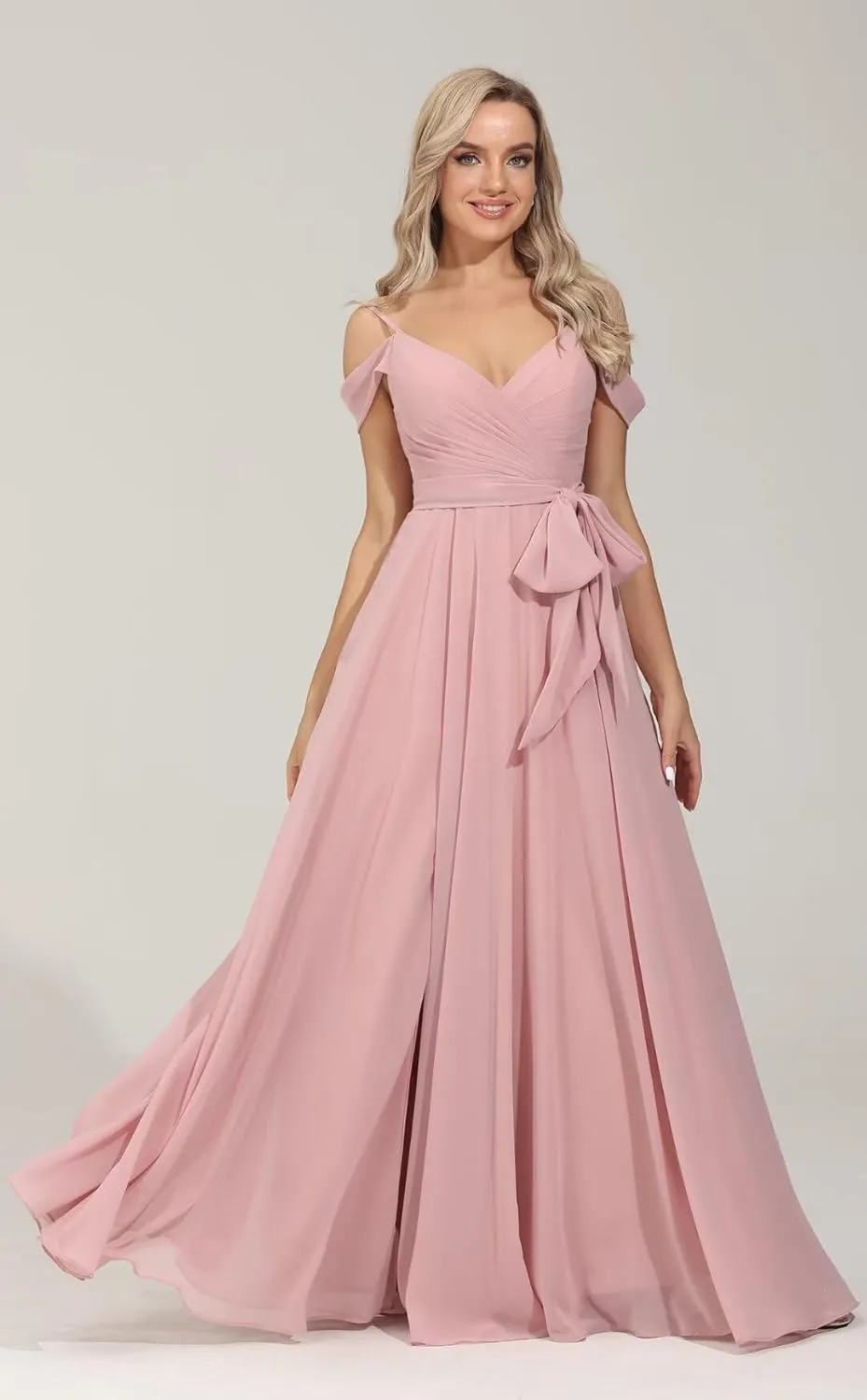 Off Shoulder Bridesmaid Dresses 2025 New Chiffon Pleated Wedding Guest Dresses Formal Evening Dress for Women,R49