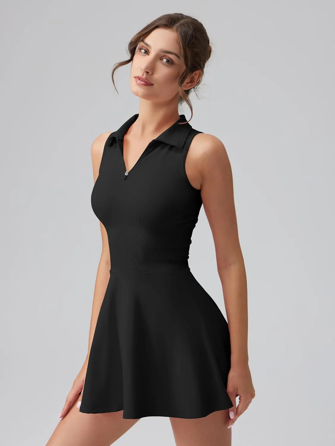OQQ Womens Bodice Dress Sleeveless Zip Flare A-line Mini Dresses 2025 Trendy Outfits