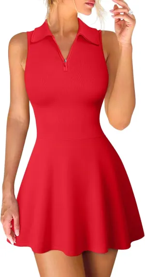 OQQ Womens Bodice Dress Sleeveless Zip Flare A-line Mini Dresses 2025 Trendy Outfits