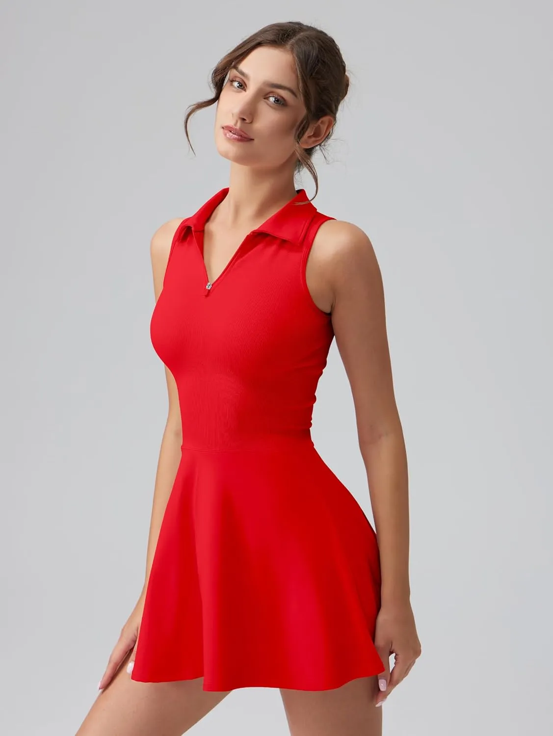 OQQ Womens Bodice Dress Sleeveless Zip Flare A-line Mini Dresses 2025 Trendy Outfits