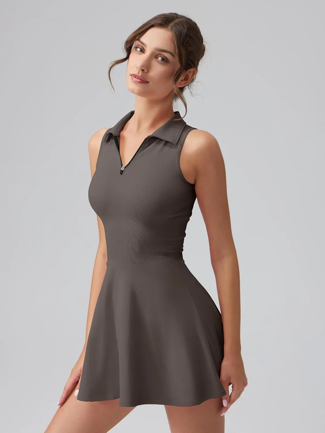 OQQ Womens Bodice Dress Sleeveless Zip Flare A-line Mini Dresses 2025 Trendy Outfits