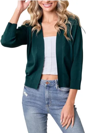 ORANGE SUNSET Women's Classic 3/4 Sleeve Open Front Cropped Bolero Shrug Cardigan Sweater for Dress Plus Size XS-3X