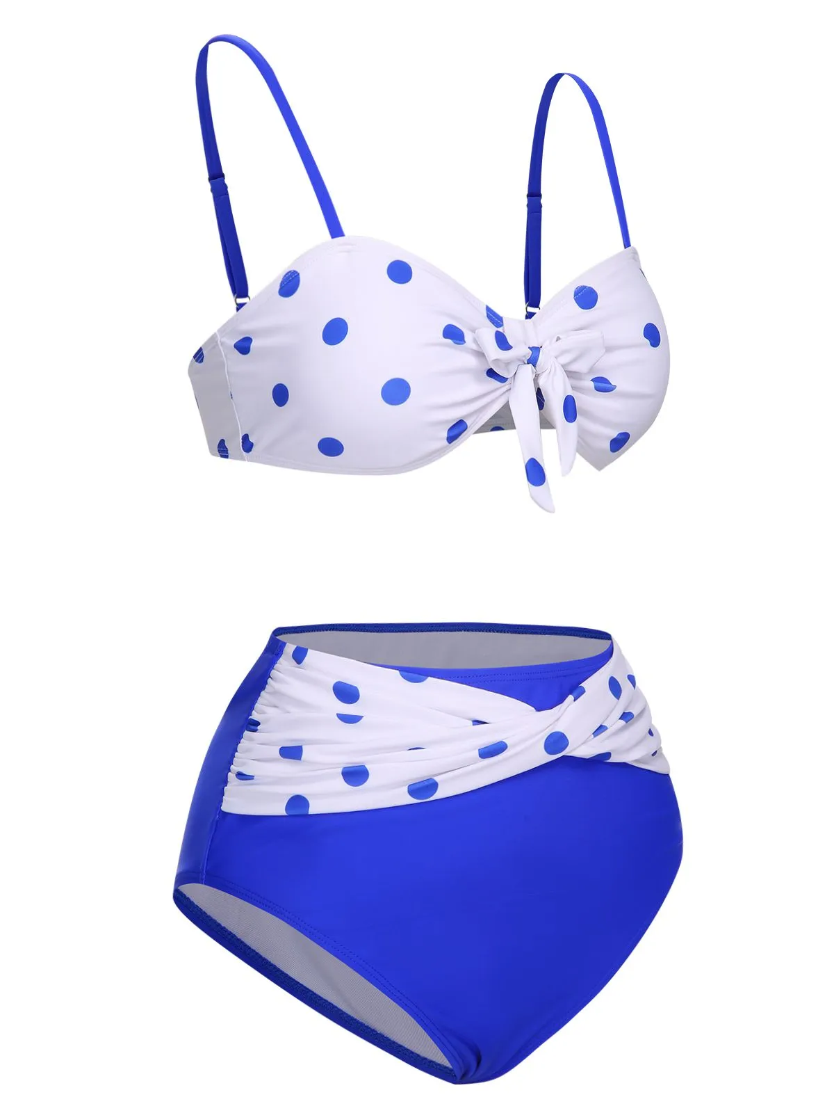 [Pre-Sale] Blue 1950s Polka Dots Spaghetti Strap Swimsuit