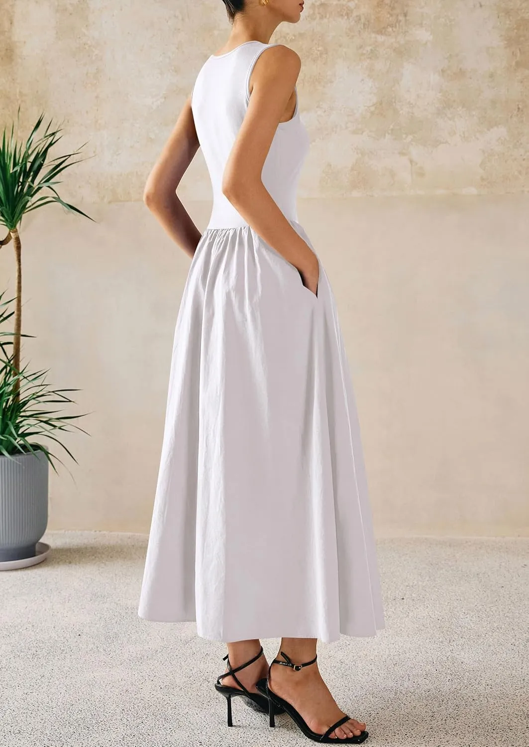 PRETTYGARDEN Women Maxi Dresses 2025 Summer Casual Sleeveless Patchwork Knit Tank Dress Flowy Beach Sundress Long Dress