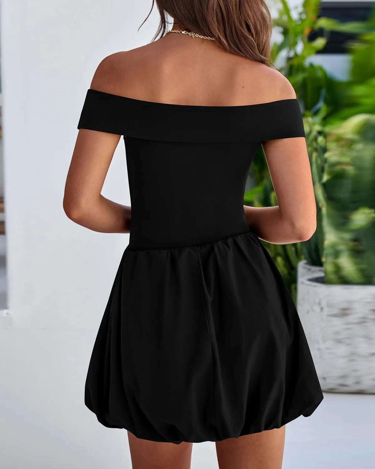 PRETTYGARDEN Women Summer Sexy Off Shoulder Bubble Dress 2025 Knit and Woven Cocktail Party Mini Dresses with Pockets