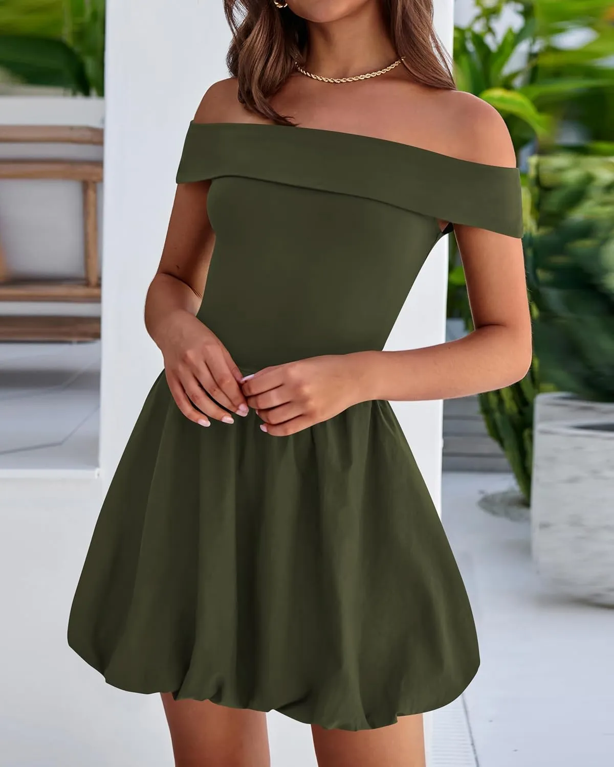 PRETTYGARDEN Women Summer Sexy Off Shoulder Bubble Dress 2025 Knit and Woven Cocktail Party Mini Dresses with Pockets