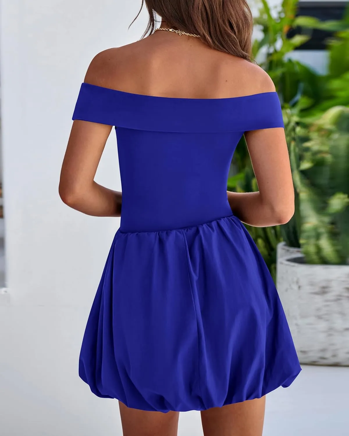 PRETTYGARDEN Women Summer Sexy Off Shoulder Bubble Dress 2025 Knit and Woven Cocktail Party Mini Dresses with Pockets