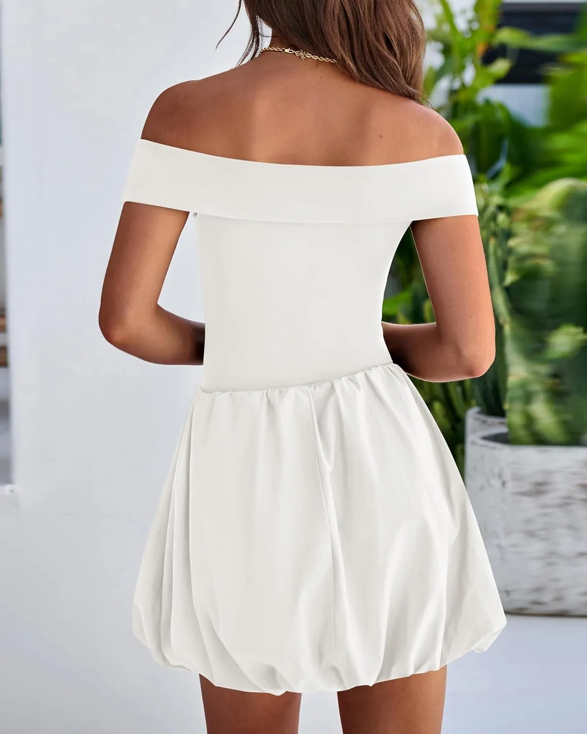 PRETTYGARDEN Women Summer Sexy Off Shoulder Bubble Dress 2025 Knit and Woven Cocktail Party Mini Dresses with Pockets