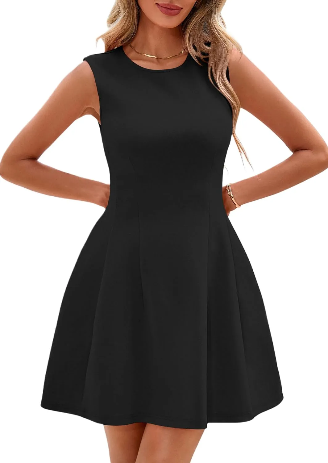 PRETTYGARDEN Women's Short Summer Dress 2025 Elegant Classy A Line Sleeveless Tank Graduation Cocktail Party Mini Dresses