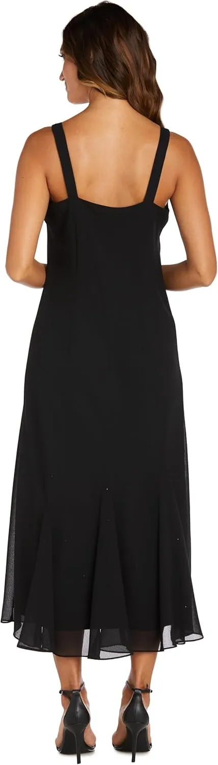 R&M Richards Womens Chiffon Beaded Dress with Jacket