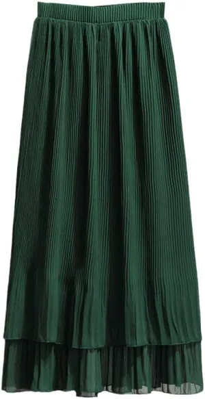 SaoBiiu Elegant Summer Midi Skirt Women High Waist Long Skirt Ladies Spring A Line Pleated Skirts