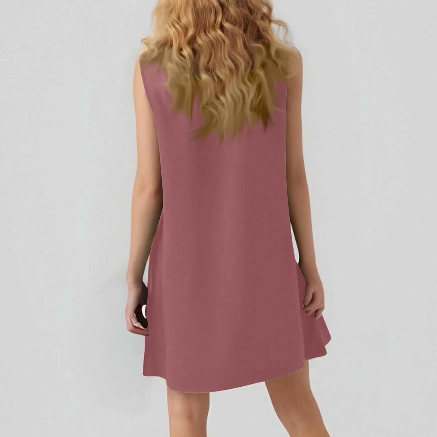 Sleeveless Dress for Women Crewneck Casual Summer Mini Dresses Trendy Ruffle A Line Babydoll Dress Cute Short Sundress
