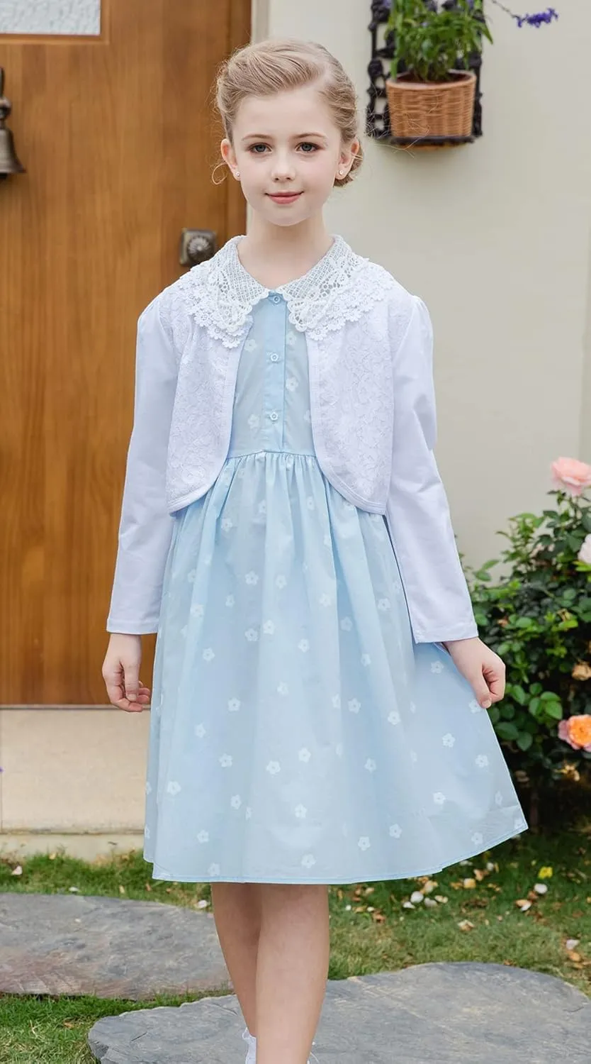 SMILING PINKER Little Girls' Long Sleeve Lace Bolero Cardigan Shrug